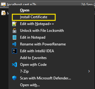 Right Click on Certificate