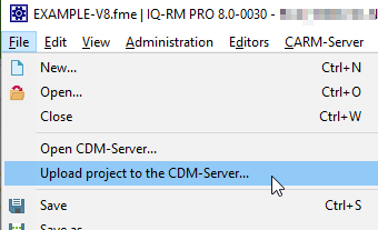 Upload project to CDM-Server